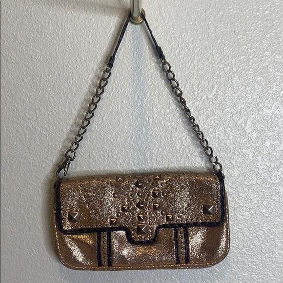 Betsey Johnson Handbags - Betsey Johnson metallic studded glitter leather y2k clutch shoulder purse